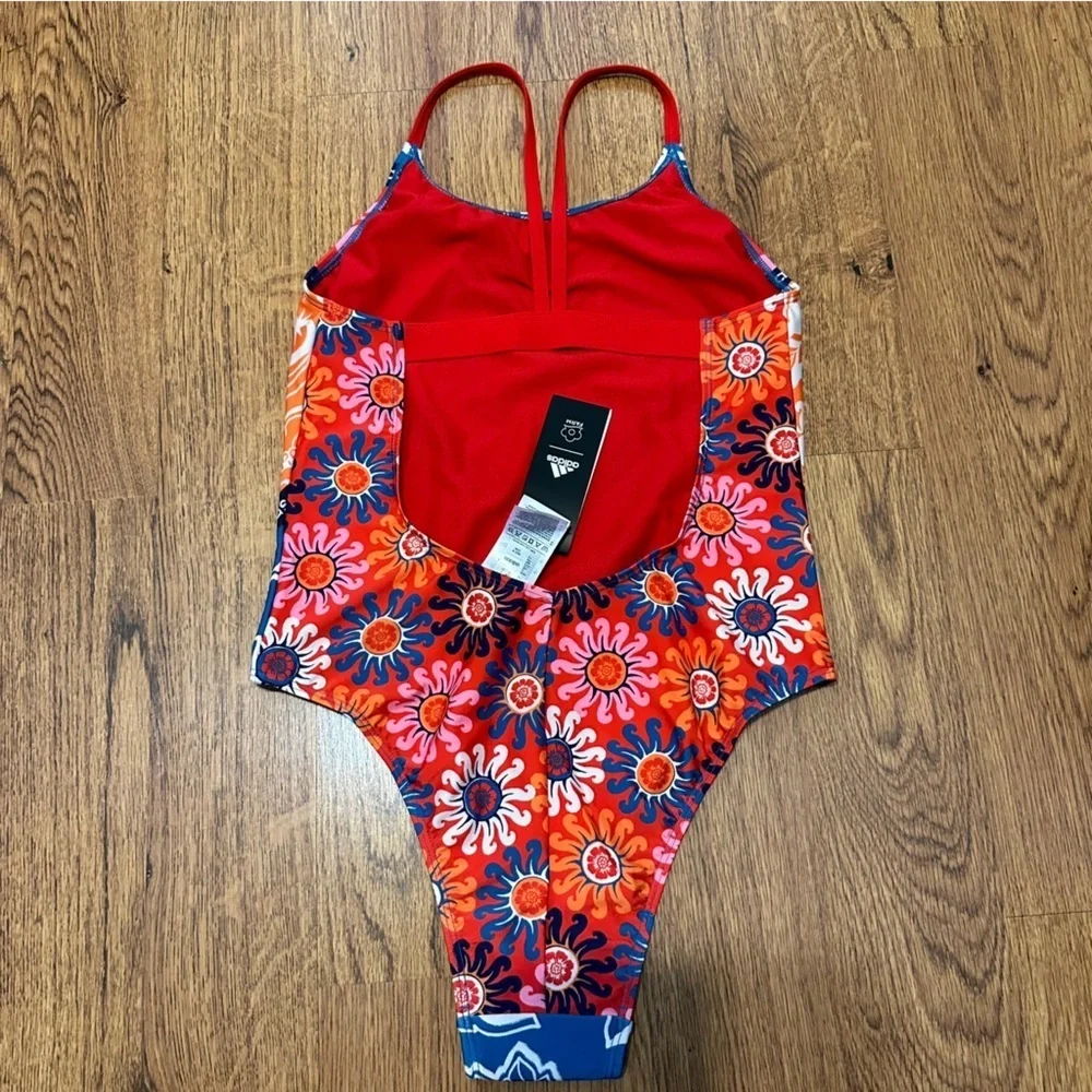Adidas x Farm Rio Multiclor floral cross back One Piece Bathing Suit Size 12